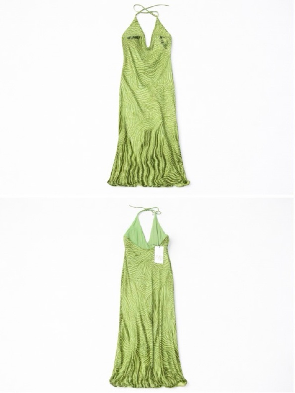 Zara Lime Green Halter Maxi Dress